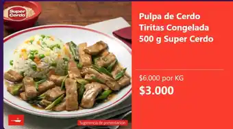 Super cerdo pulpa de cerdo tiritas congelada
