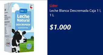 Lider leche blanca descremada caja
