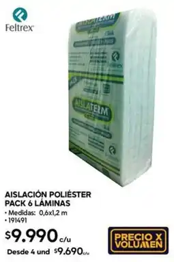 Construmart Aislación poliéster pack 6 láminas oferta