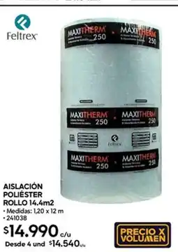 Construmart Aislación poliéster rollo 14.4m2 oferta