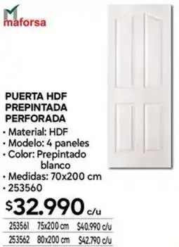 Construmart Maforsa puerta hdf prepintada perforada oferta