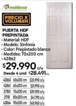 Construmart Moldecor puerta hdf prepintada oferta