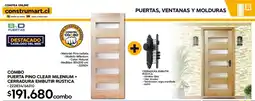 Construmart Combo puerta pino clear milenium + cerradura embutir rústica oferta
