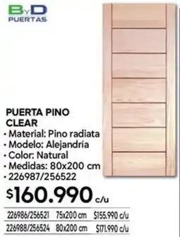 Construmart Puerta pino clear oferta