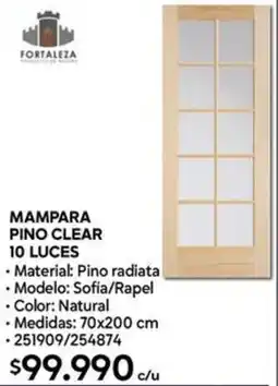 Construmart Mampara pino clear 10 luces oferta