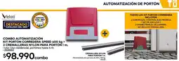 Construmart Combo automatización kit portón corredera speed + 3 cremalleras nylon para portón oferta