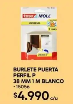 Construmart Tesa moll burlete puerta perfil blanco oferta