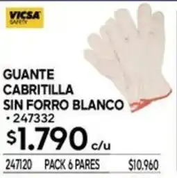 Construmart Vicsa safety guante cabritilla sin forro blanco oferta