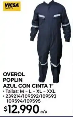 Construmart Vicsa safety overol poplin azul con cinta 1" oferta