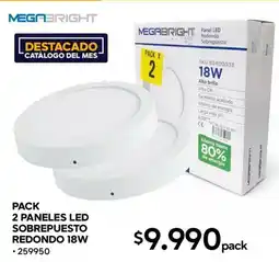 Construmart Megabright pack 2 paneles led sobrepuesto redondo oferta