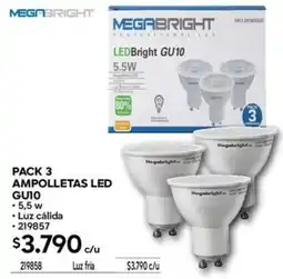 Construmart Megabright pack 3 ampolletas led oferta