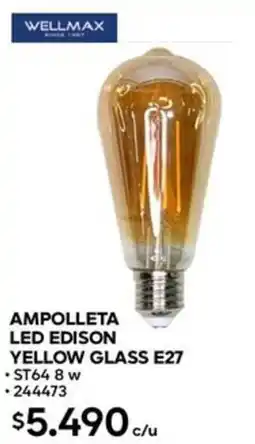 Construmart Wellmax ampolleta led edison yellow glass e27 oferta