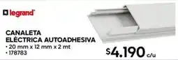Construmart Legrand canaleta eléctrica autoadhesiva oferta