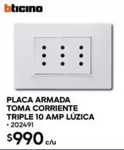 Construmart Placa armada toma corriente triple 10 amp lúzica oferta