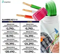 Construmart Prysmian alambre H07 V-U oferta