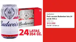 Unimarc Budweiser cerveza oferta