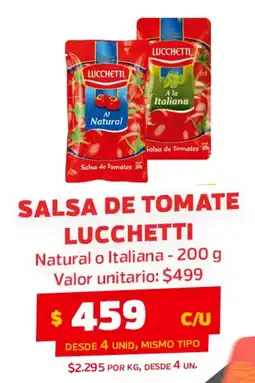 Super Ganga Lucchetti salsa de tomate natural o italiana oferta