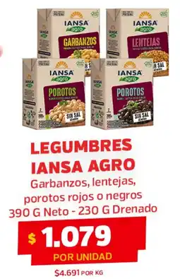 Super Ganga Iansa agro garbanzos, lentejas, porotos rojos o negros oferta