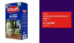 Unimarc Colun leche entera natural sin tapa oferta