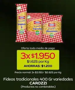 Tottus Carozzi fideos tradicionales variedades oferta