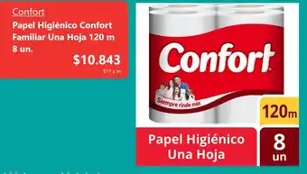 Confort papel higiénico confort familiar una hoja