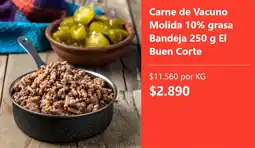 Super Bodega a Cuenta El buen corte carne de vacuno molida 10% grasa bandeja oferta