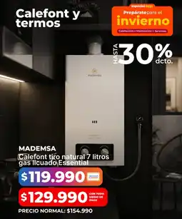 Easy Mademsa calefont tiro natural gas licuado essential oferta