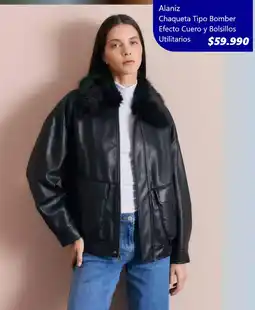 Hites Alaniz chaqueta tipo bomber efecto cuero y bolsillos oferta