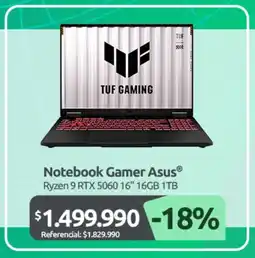 PC Factory Asus notebook gamer ryzen 9 oferta