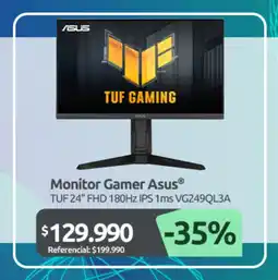 PC Factory Asus monitor gamer tuf 24" oferta