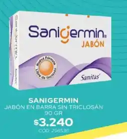 Cruz Verde Sanigermin jabón en barra sin triclosan oferta