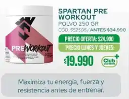 Cruz Verde Spartan pre workout polvo oferta