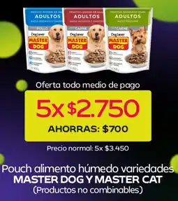 Tottus Master dog y master cat pouch alimento húmedo variedades oferta