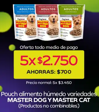 Master dog y master cat pouch alimento húmedo variedades