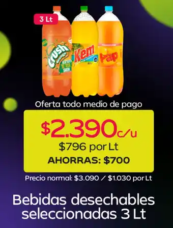 Bebidas desechables seleccionadas