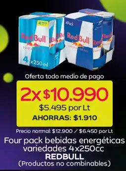 Tottus Red bull four pack bebidas energéticas variedades oferta