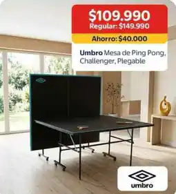 Lider Umbro mesa de ping pong. challenger, plegable oferta