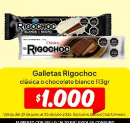 Unimarc Rigochoc - galletas clasica o chocolate blanco 113gr oferta