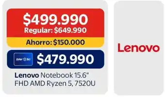 Lenovo - notebook 15.6 fhd amd ryzen 5, 7520u
