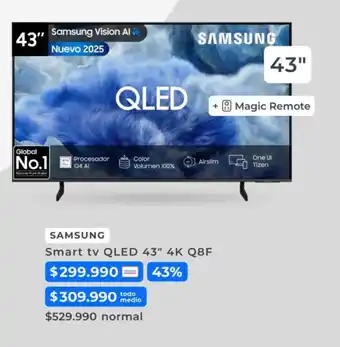 Samsung smart tv 43" qled 43 4k q8f