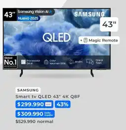 Paris Samsung - smart tv qled 43 4k q8f oferta