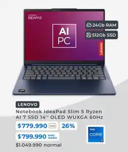 Paris Lenovo notebook ideapad slim 5 ryzen ai 7 ssd 14 oled wuxga 60hz oferta