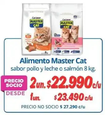Master cat alimento sabor pollo y leche o salmón