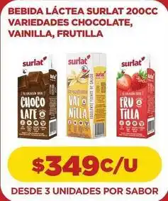 Comercial Castro Surlat - bebida láctea 200cc variedades chocolate, vainilla, frutilla oferta