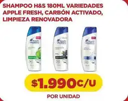 Comercial Castro Apple - shampoo h&s 180ml variedades fresh, carbon activado, limpieza oferta