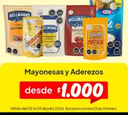 Unimarc Hellmann's mayonesas y aderezos oferta