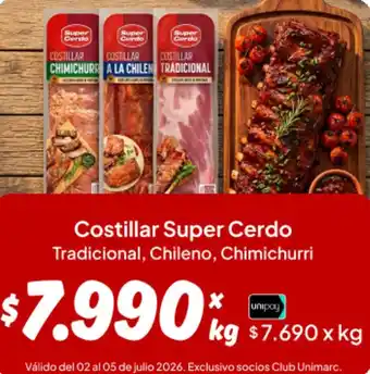 Super cerdo costillar tradicional, chileno, chimichurri