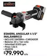 Construmart Esmeril angular 4 1/2 inalámbrico oferta