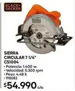 Construmart Black & decker - sierra circular 7 1/4 cs1004 oferta