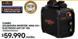 Construmart Combo soldadora inverter mma 140 + electrodo 6011 1kg oferta